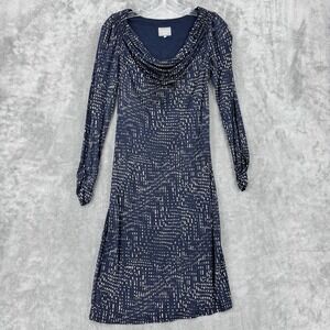 Ghost London Dress Womens Medium Bodycon Stretch Knit Career Classic Fitted Navy